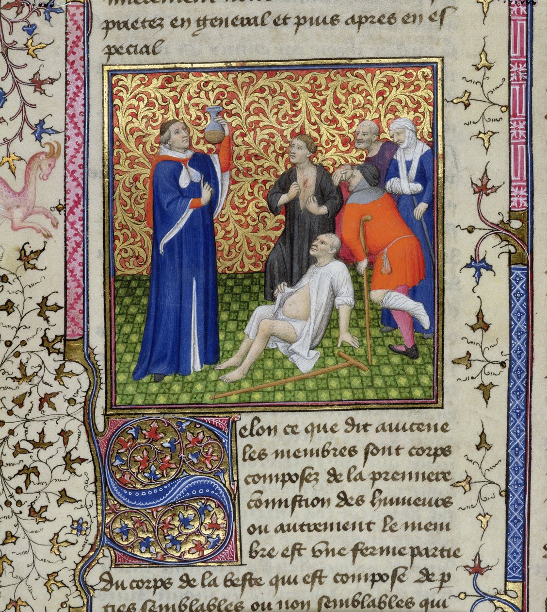 Ms.251 f.54v Un doctor con sus pacientes, de Des Proprietez des Choses, c.1415 de Unbekannt Unbekannt
