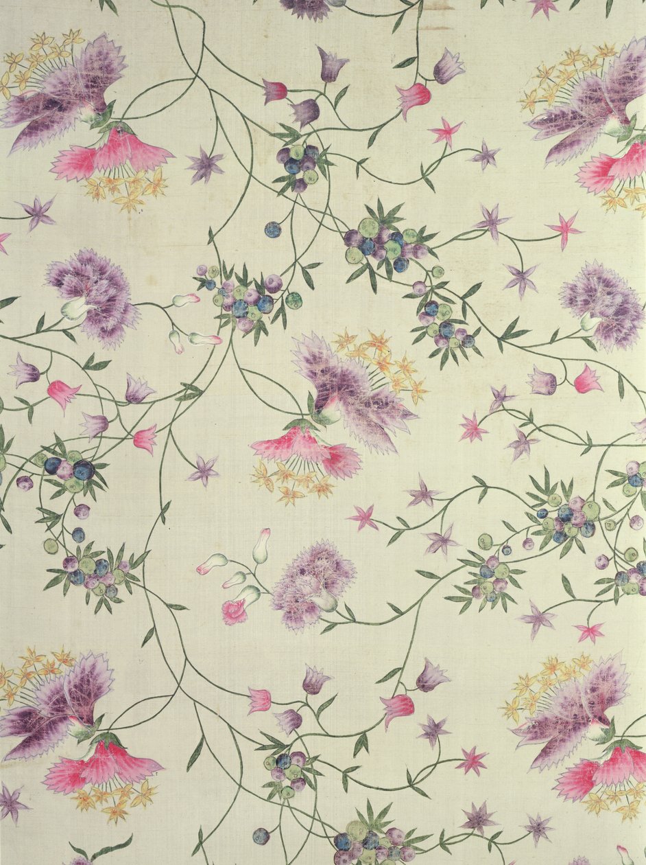 Material pintado con flores naturalistas de Unbekannt Unbekannt