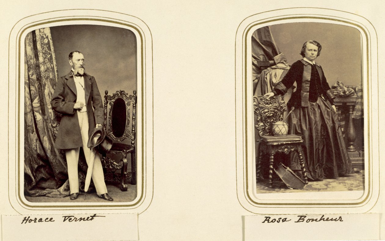Retratos de Horace Vernet y Rosa Bonheur (foto sepia) de Unbekannt Unbekannt