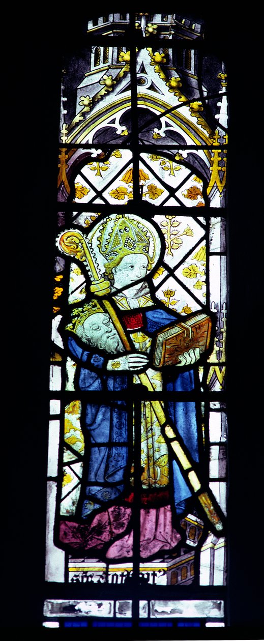 San Cuthbert llevando la cabeza del Rey Oswald, británico, siglo XV de Unbekannt Unbekannt