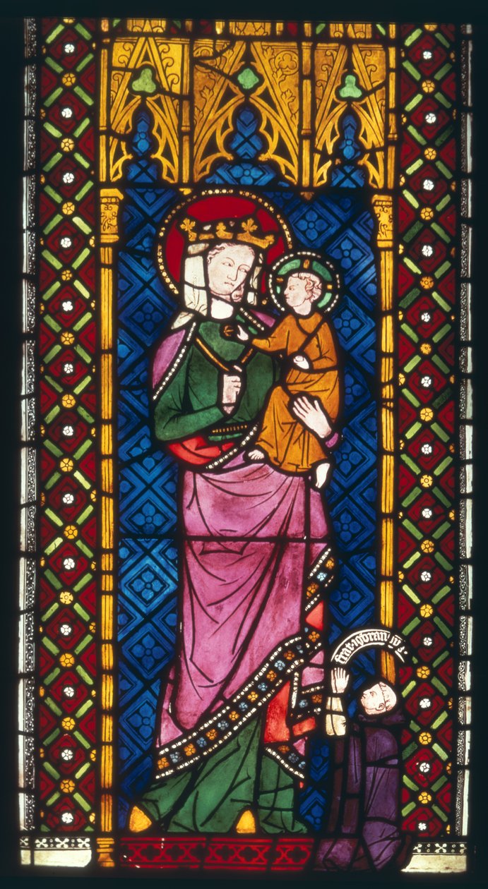 Vidriera que representa a la Virgen y el Niño de Colonia, c.1380 de Unbekannt Unbekannt