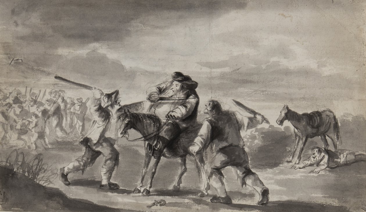 Viajero asaltado, posiblemente Hudibras de Samuel Butler, c.1790 de Unbekannt Unbekannt
