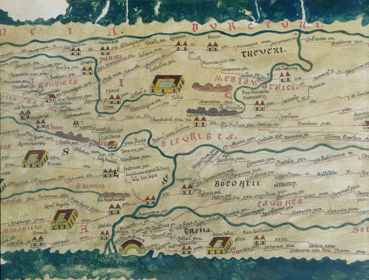 (Detalle) de la Galia romana del mapa de Peutinger de Unbekannt Unbekannt