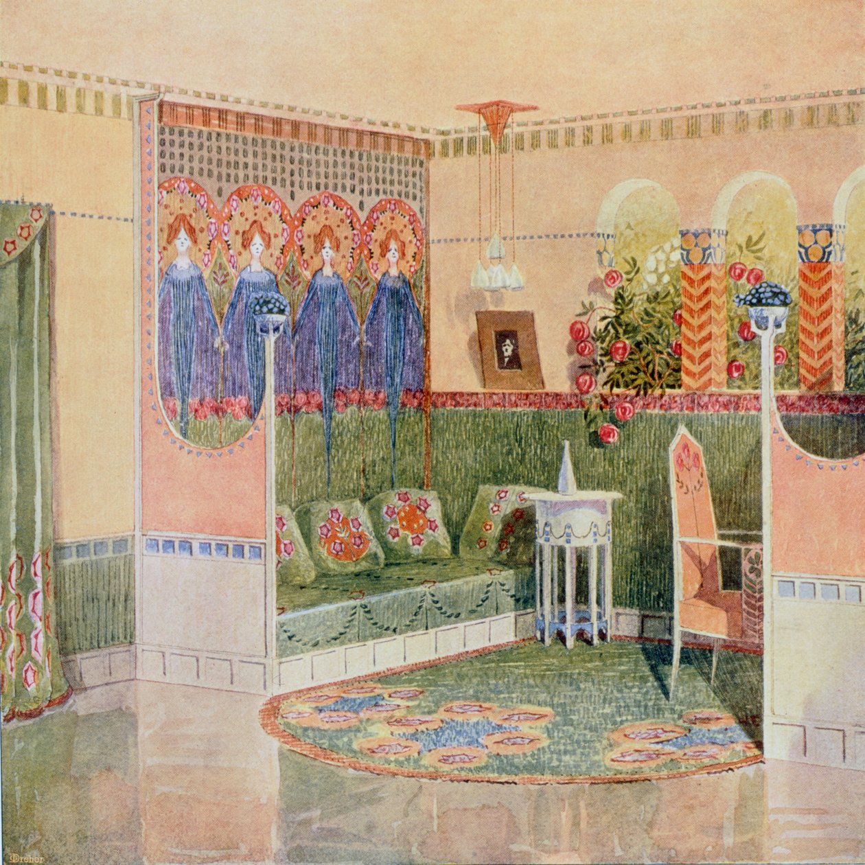 Boudoir, de una villa en Helsinki diseñada por la práctica arquitectónica Gesellius, Lindgren & Saarinen, de "Documents d