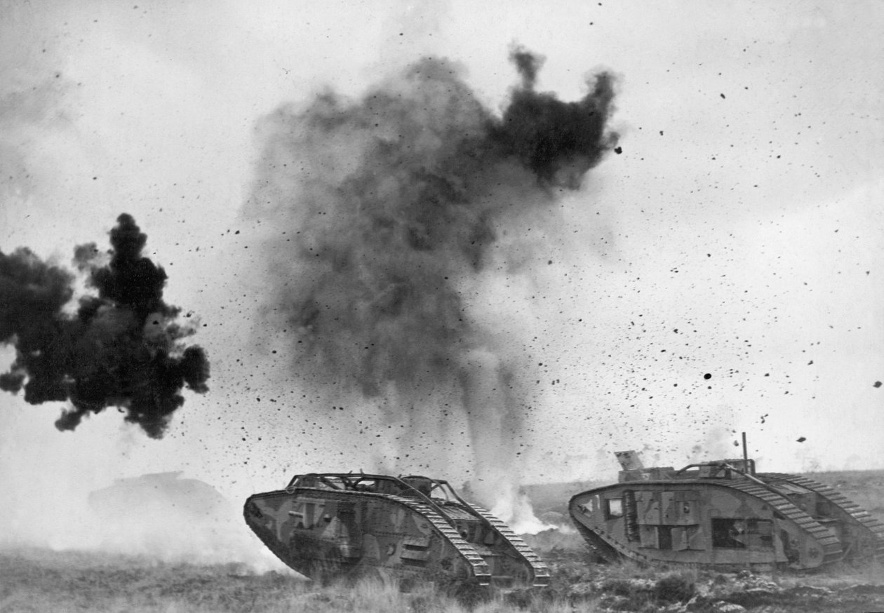 Tanques británicos en la batalla de la Primera Guerra Mundial de Unbekannt Unbekannt