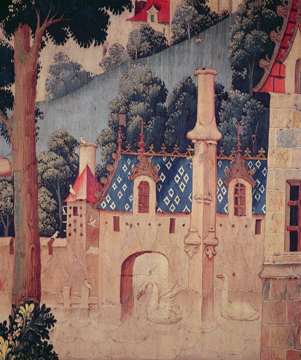 Fragmento de un tapiz medieval de Unbekannt Unbekannt