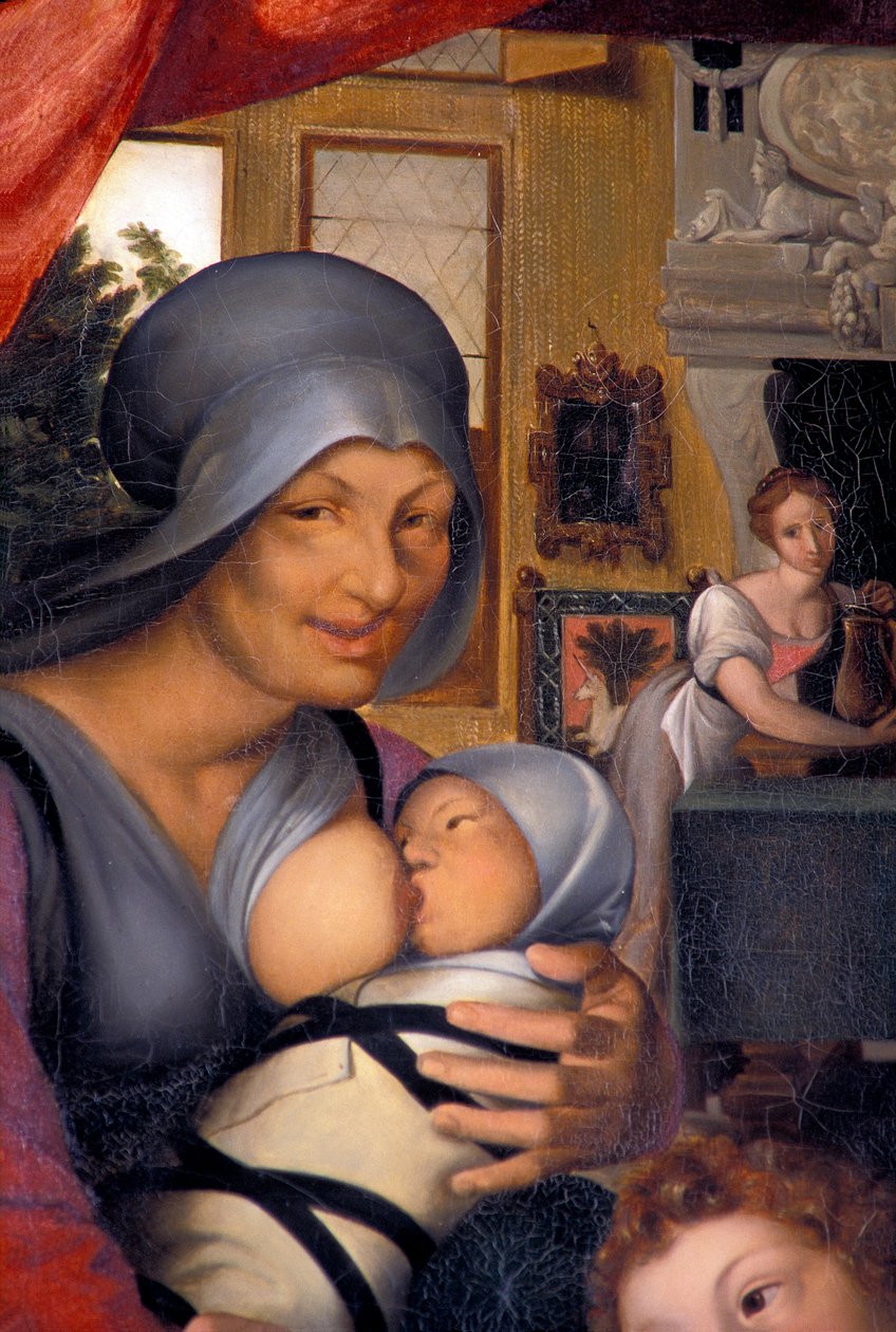 Indre & Loire N* 327 - Castillo de Azay-le-Rideau - habitación 4 “la dama en el baño” - detalle de lactancia. Pintura de Karl Ernest Lehman de Unbekannt Unbekannt