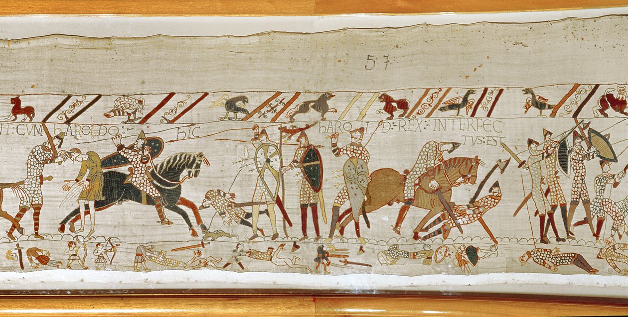 Muchos caen en la batalla y el rey Harold es asesinado, Tapiz de Bayeux de Unbekannt Unbekannt