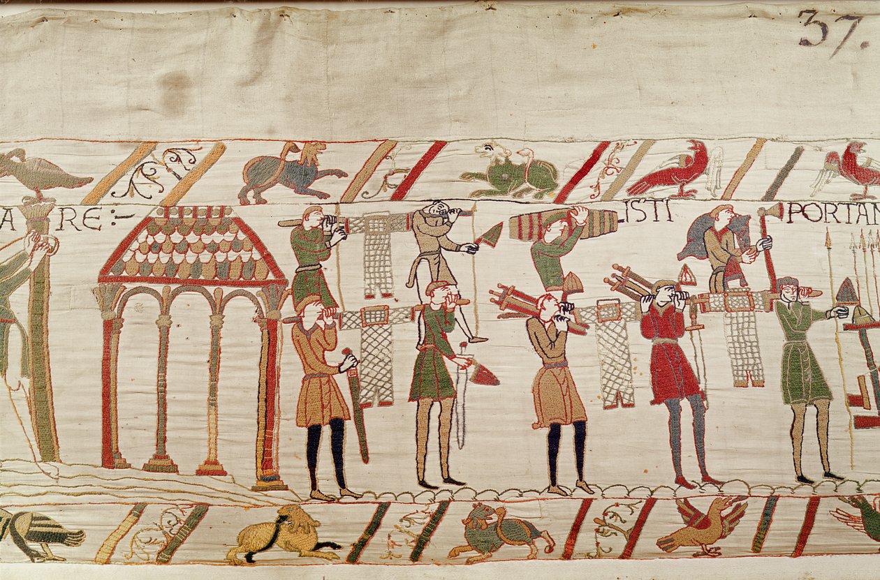 Normandos llevan armas a los barcos, Tapiz de Bayeux de Unbekannt Unbekannt