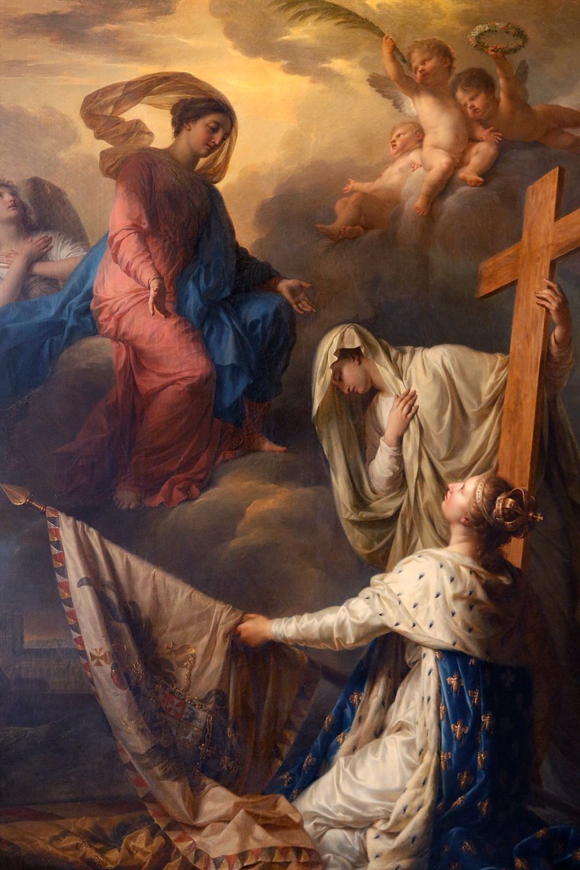 Notre-Dame du Val-de-Grace, iglesia católica, París, Francia, Pintura: "La Francia apoyada en la Religión consagra a Notre-Dame-des-Gloires las banderas tomadas al enemigo", Óleo sobre lienzo por Jean-Charles Nicaise-Perrin, 1806, Ordenado por Napoleón I de Unbekannt Unbekannt