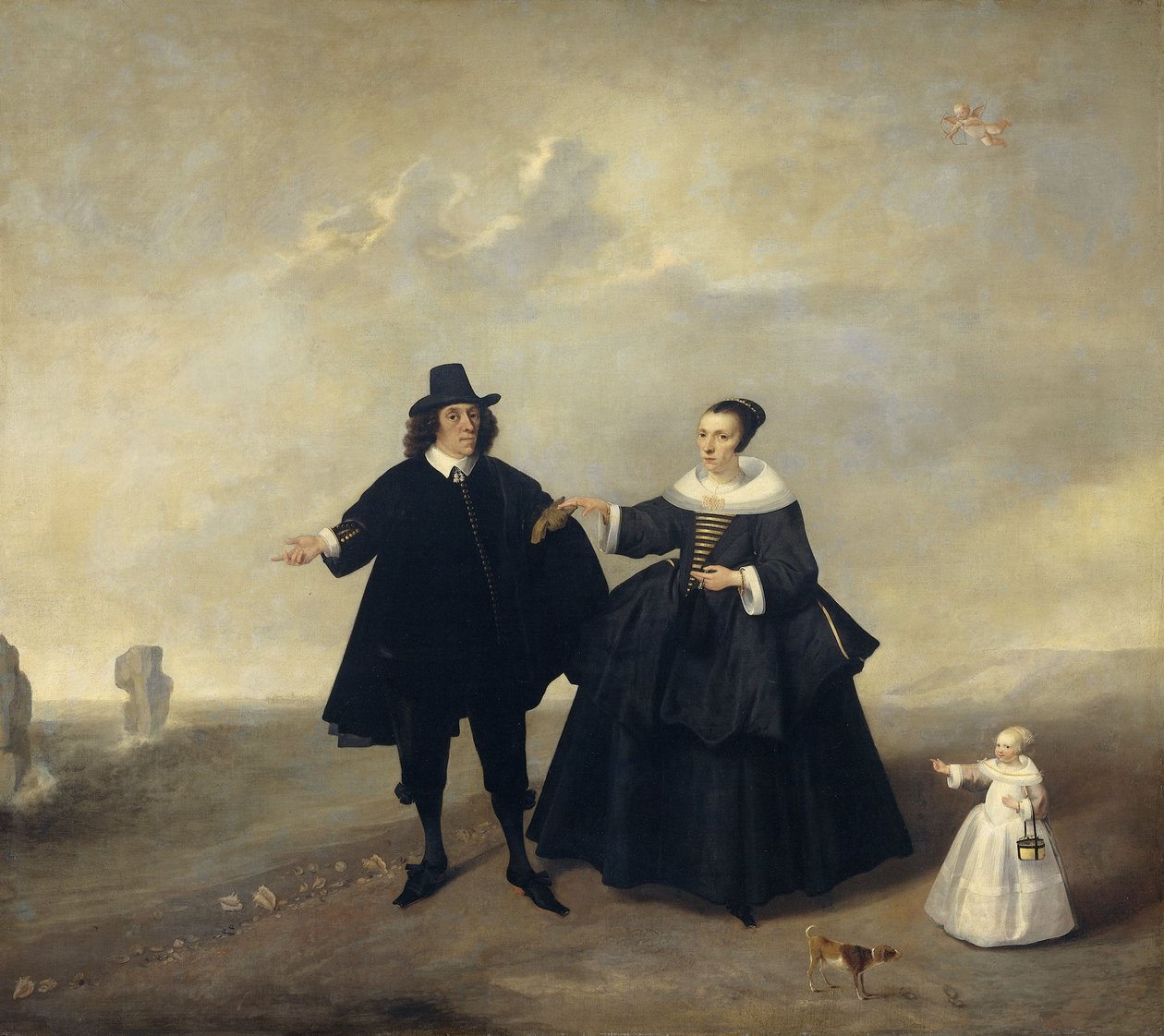 Retrato de una Pareja Casada con Niño, Miembros de la Familia Beresteyn, c.1655 de Unbekannt Unbekannt