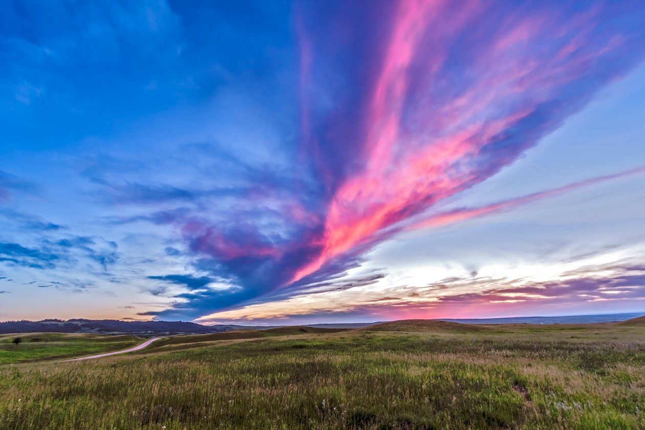 Atardecer en el Rancho Reesor, en el borde de Cypress Hills, en la frontera de Alberta-Saskatchewan, 4 de julio de 2014 de Unbekannt Unbekannt
