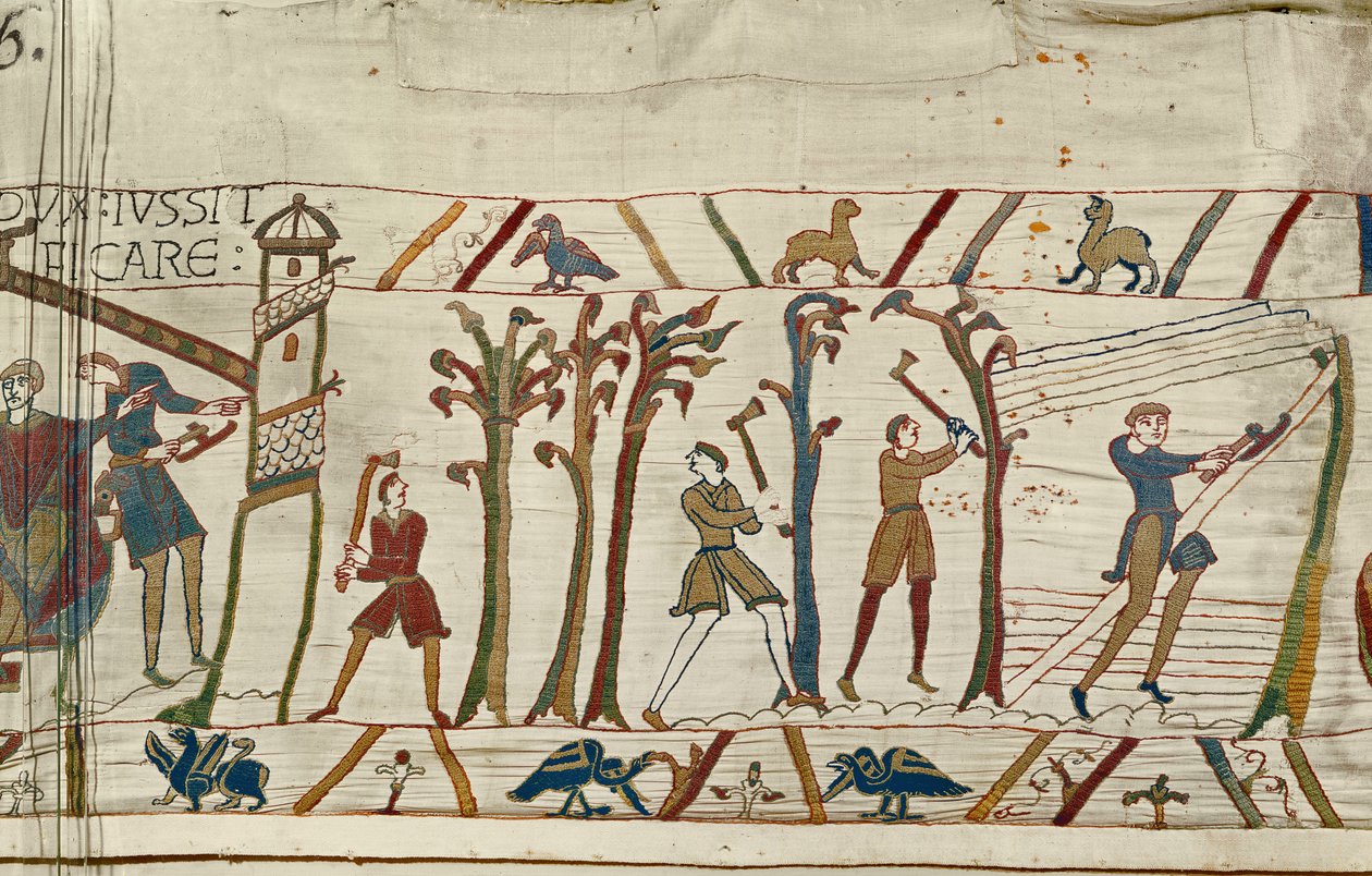 Se talan árboles para construir barcos para la flota normanda, Tapiz de Bayeux de Unbekannt Unbekannt