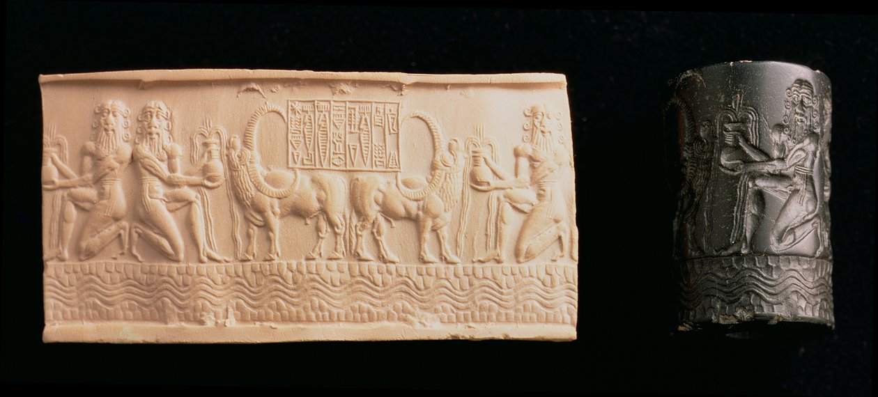 Sello cilíndrico de Shar-kali-sharri, Rey de Akkad, Mesopotamia, c.2340-2100 a.C. de Unbekannt