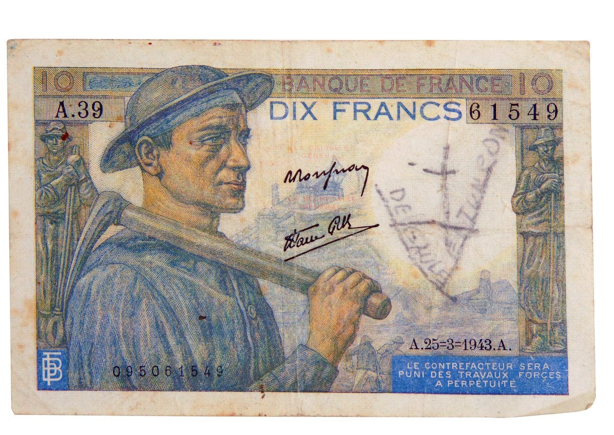 1942 Billete de 10 francos de Unbekannter Künstler