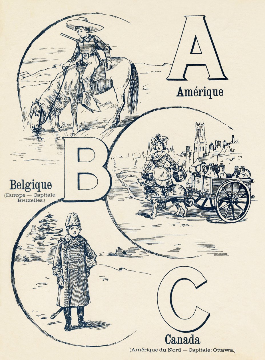 A B C: América, Bélgica, Canadá - ABC de los dos mundos. Emile Guerin, editor, París, hacia 1900. de Unbekannt