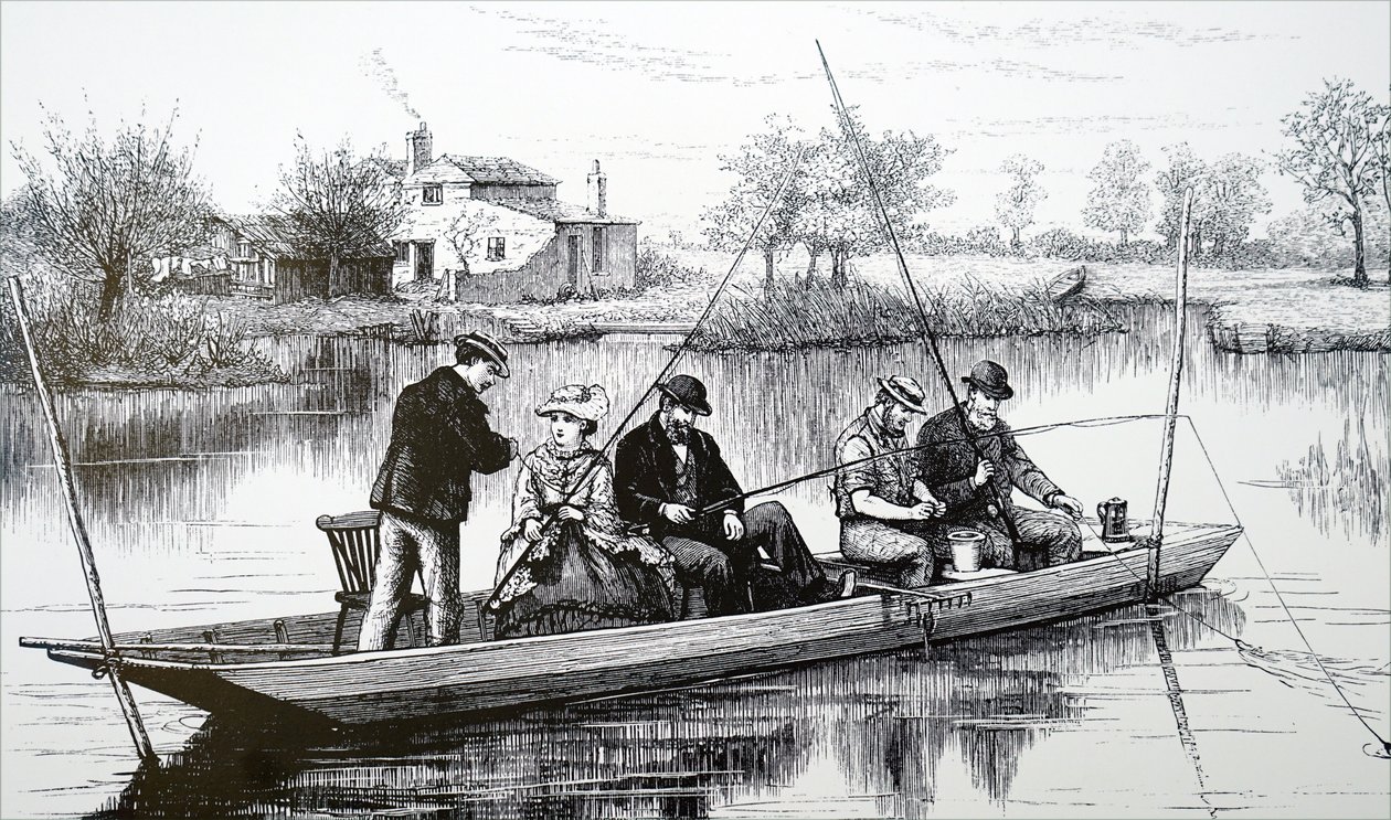 Un grupo de jóvenes pescando de Unbekannt
