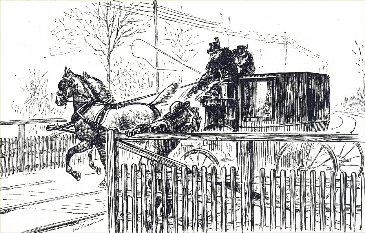 Un coche de caballos circulando por las calles de Londres. de Unbekannter Künstler