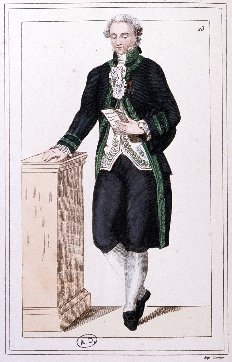 Un miembro del Instituto durante el I Imperio, hacia 1810 (grabado) de Unbekannter Künstler