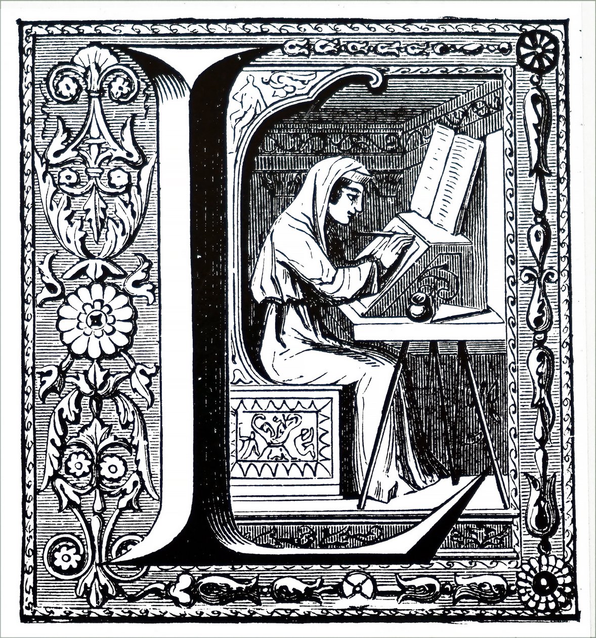Un monje iluminando un manuscrito de Unbekannt