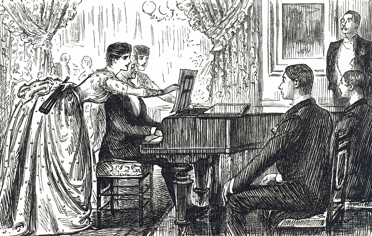 Una velada musical en casa. de Unbekannter Künstler