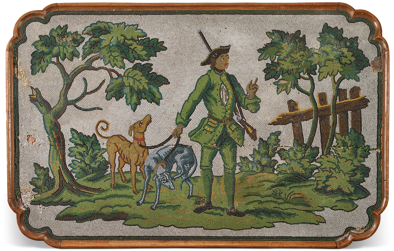 Tablero de una mesa auxiliar alemana de roble y abalorios, c. 1740 de Unbekannter Künstler