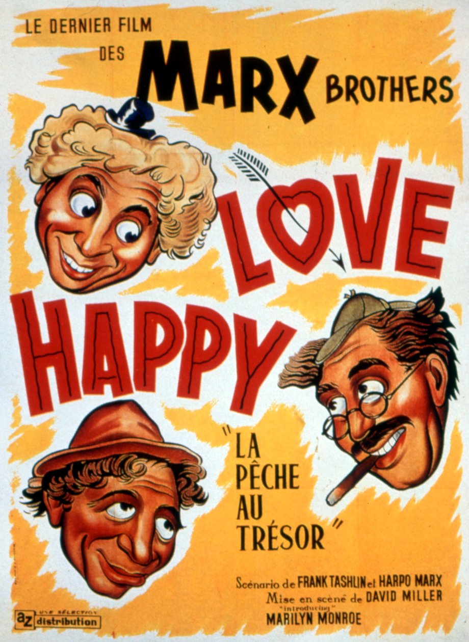 Cartel de la película La pesca del tesoro, LOVE HAPPY, de David Miller con los Hermanos Marx 1949 de Unbekannt