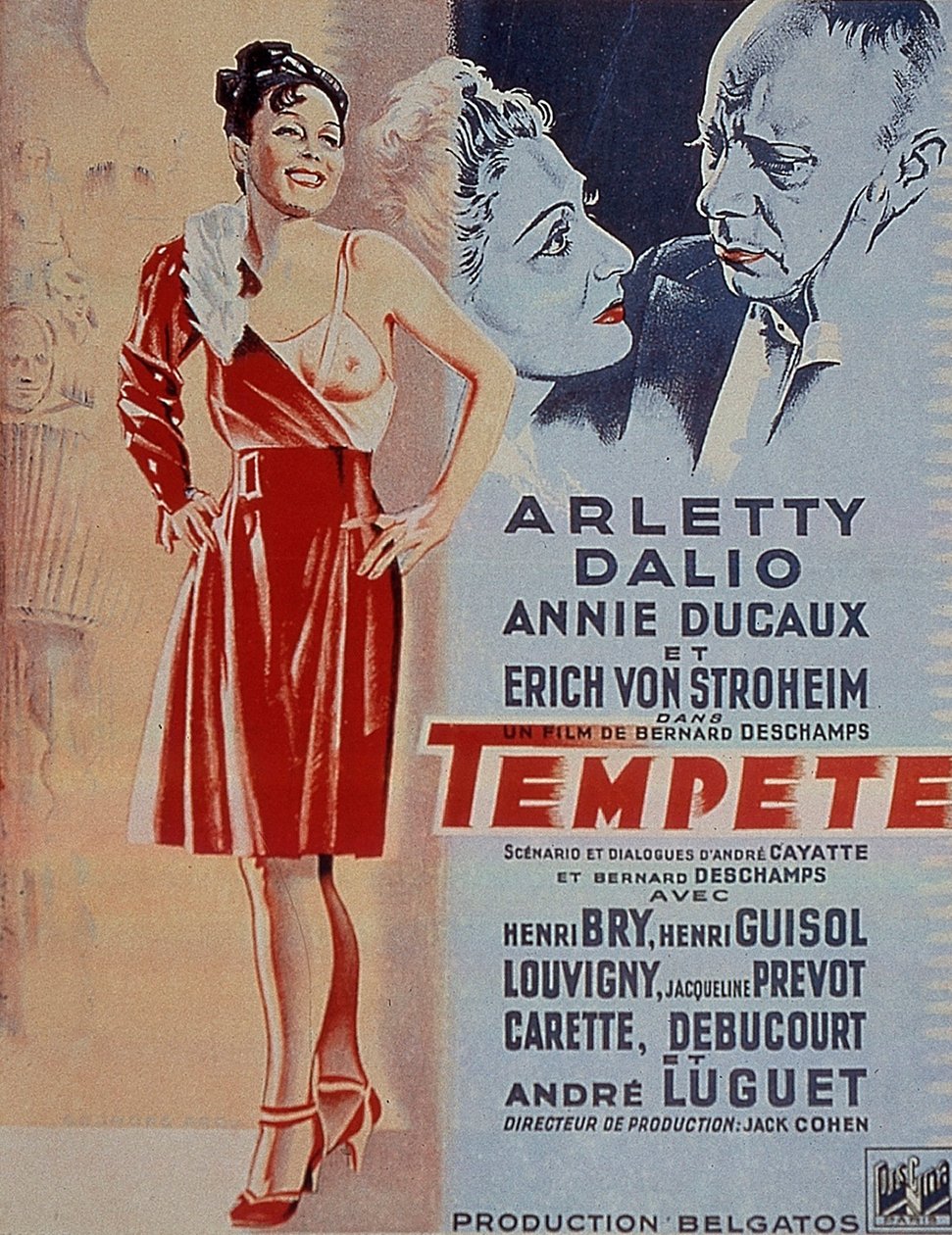 Cartel de la película Tempestad de Bernard Deschamps con Arletty 1940 de Unbekannt