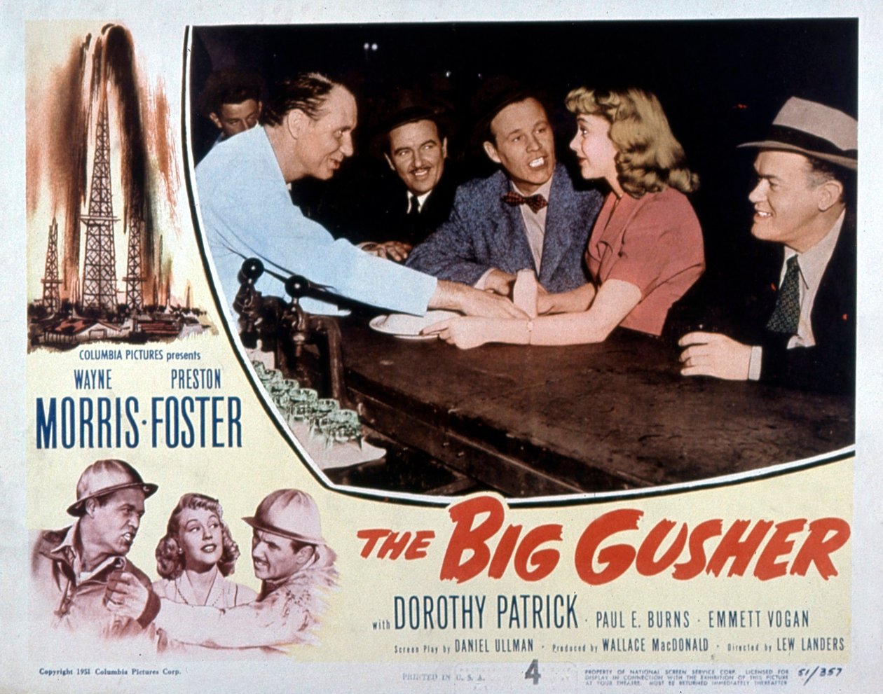 Cartel de la película The Big Gusher con Wayne Morris y Preston Foster 1951 de Unbekannt
