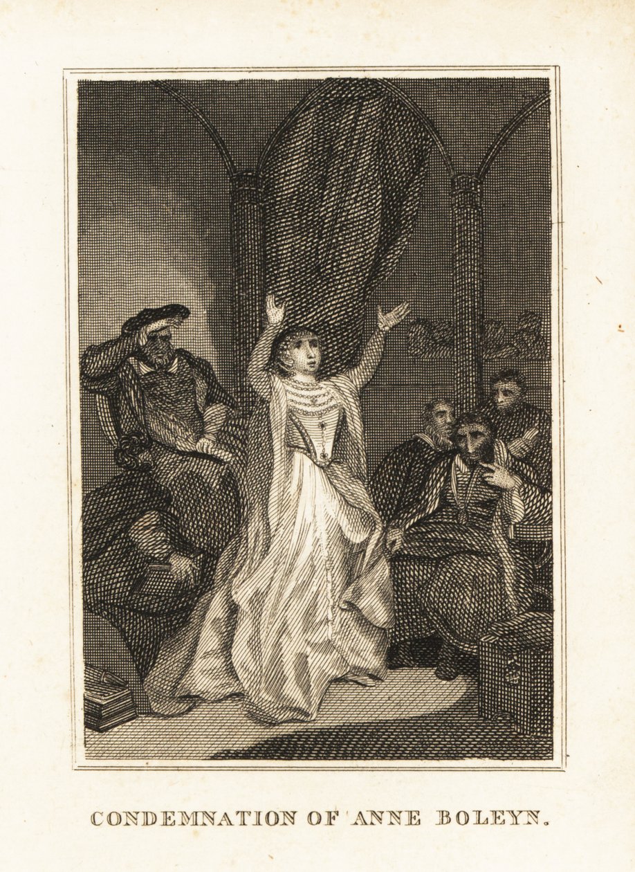 Ana Bolena acusada de adulterio por Enrique VIII en 1536. 1836 (grabado) de Unbekannter Künstler