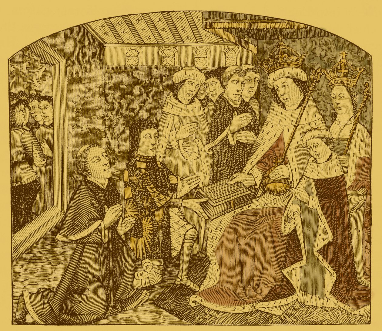 Anthony Woodville presenta a Caxton el primer manuscrito impreso de Unbekannter Künstler