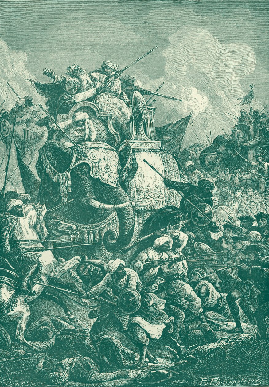 Anwaruddin Muhammed Khan en la batalla de Ambur de Unbekannter Künstler
