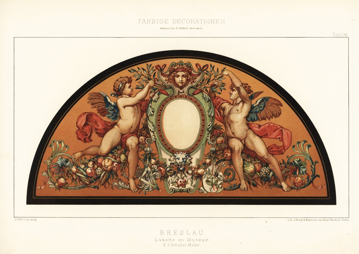 Biombo Art Nouveau en el Museo de Wroclaw, Polonia, 1890 (Cromolitografía) de Unbekannter Künstler