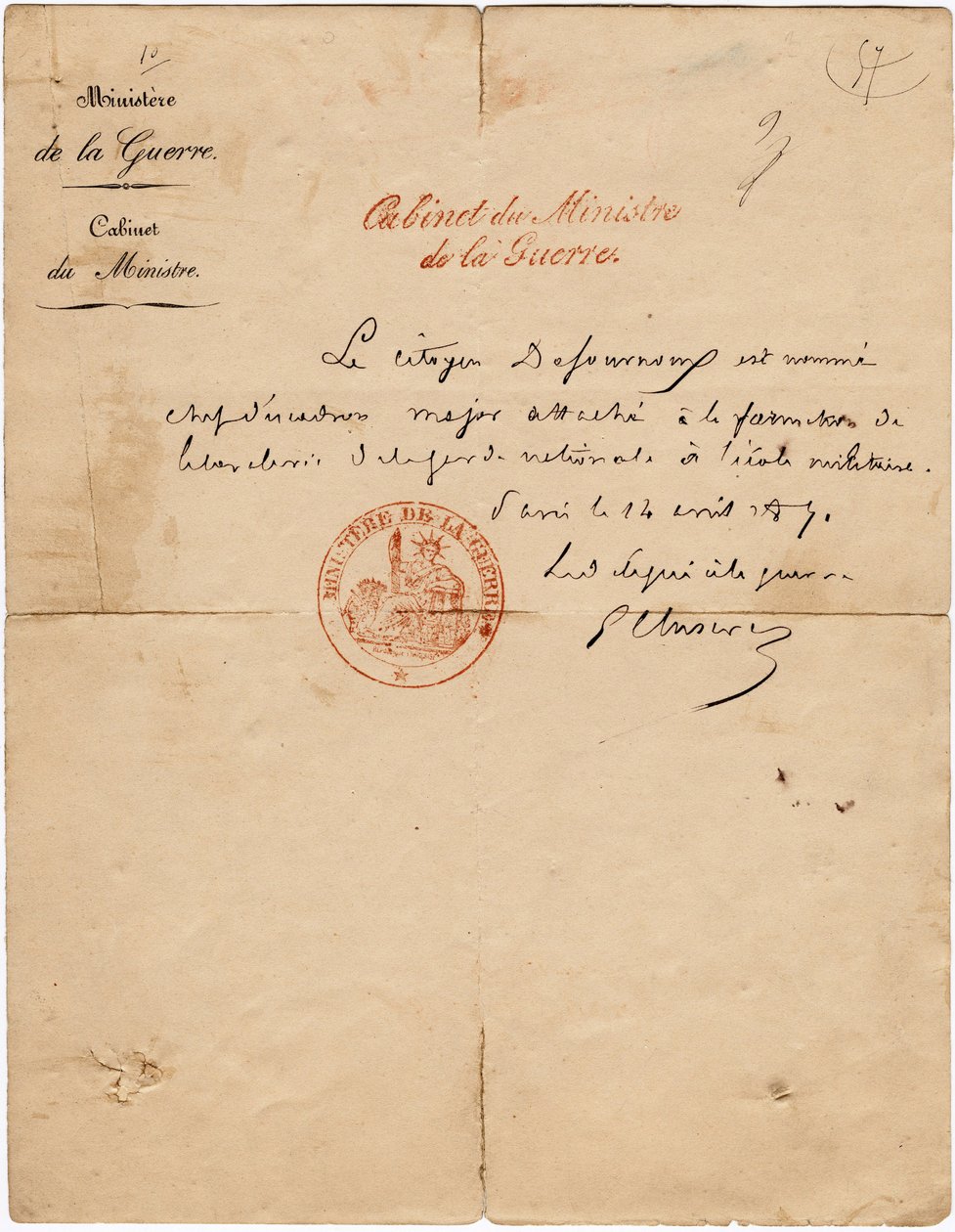 Carta autógrafa del delegado de guerra Gustave Paul Cluseret durante la Comuna de París. Dim. 10,7x6,8 cm 1871 de Unbekannt