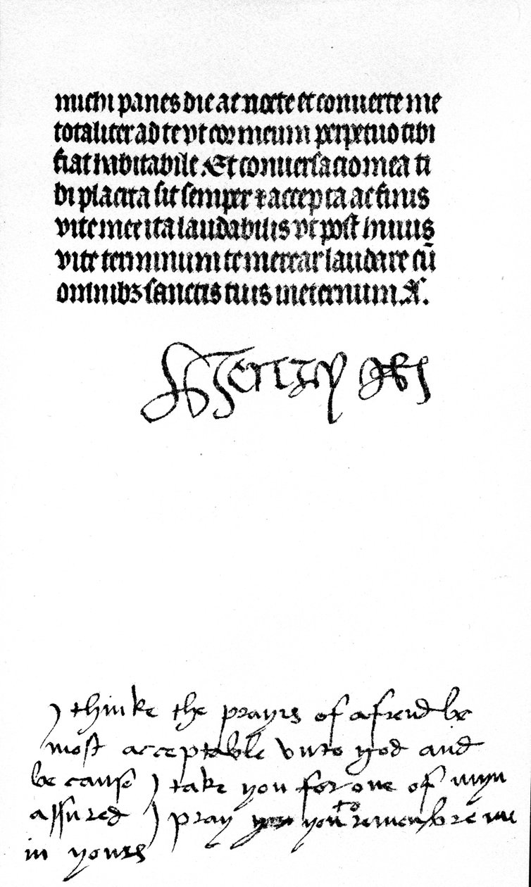 Firma autógrafa del Rey Enrique VIII e inscripción de su esposa, la Reina Catalina de Aragón de Unbekannt