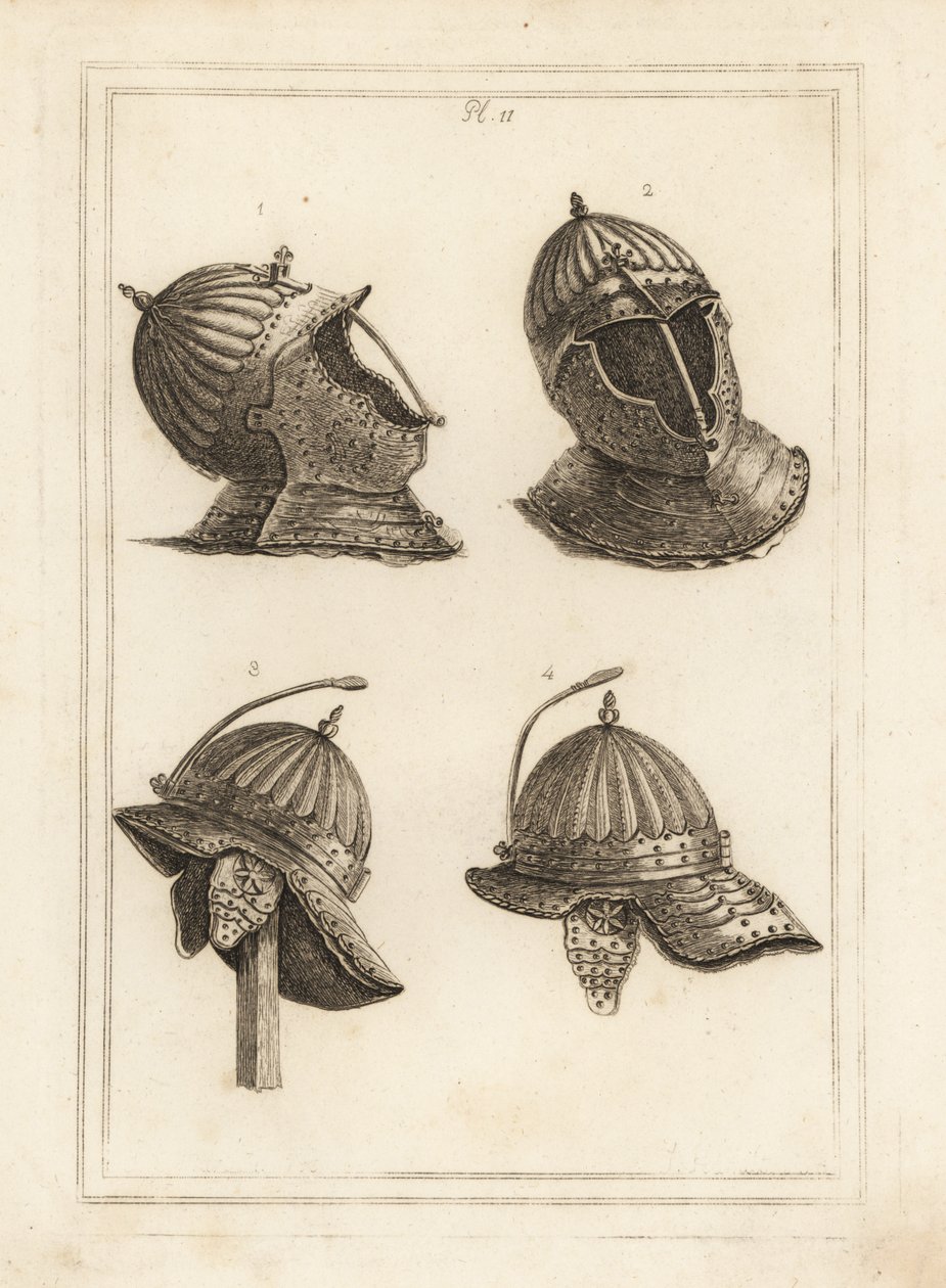 Casco de barra y casco del Duque de Monmouth con un resorte para sostener un penacho de Unbekannt