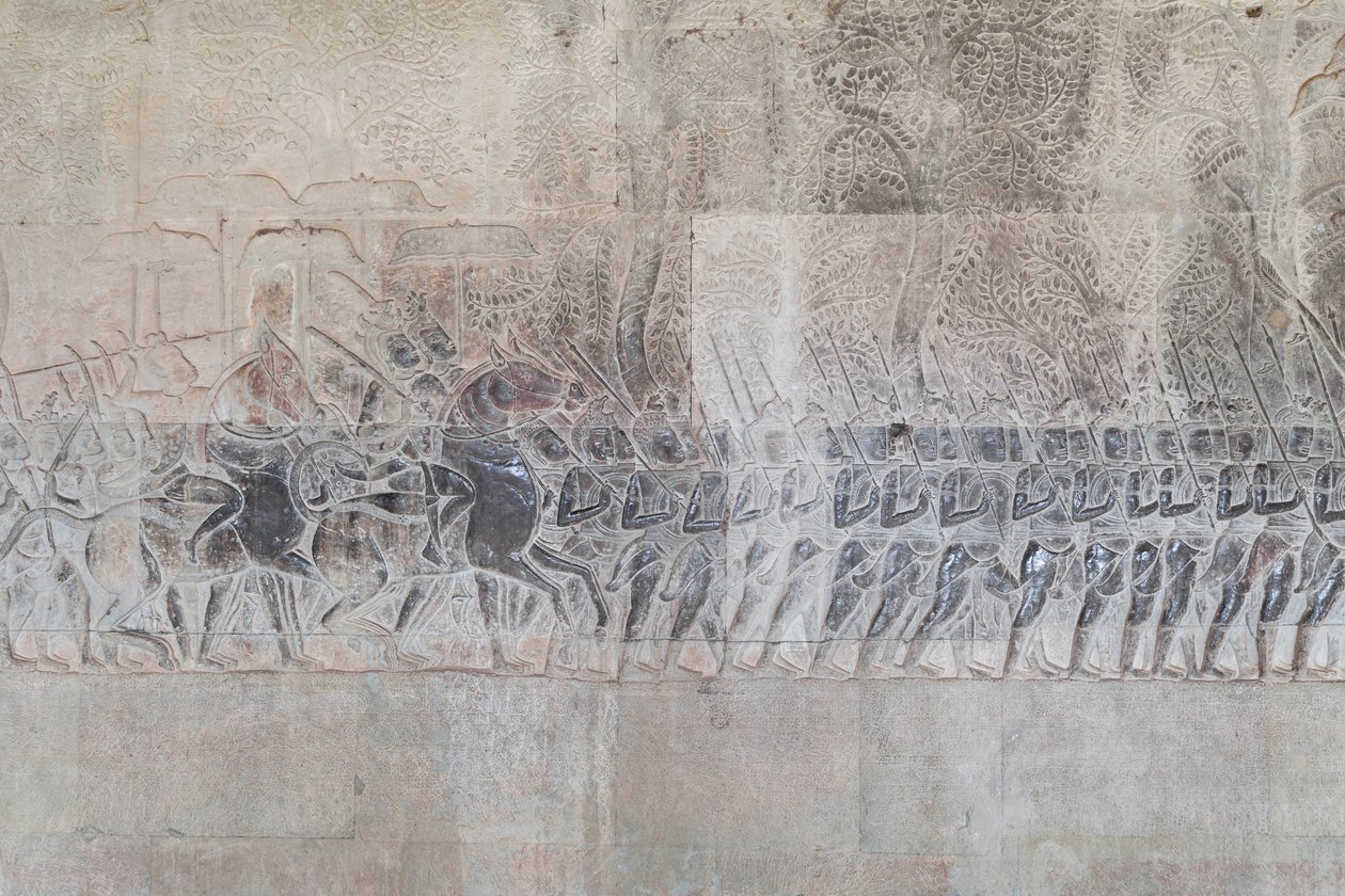 Bajorrelieves de la galería sur de Angkor wat, Camboya de Unbekannter Künstler