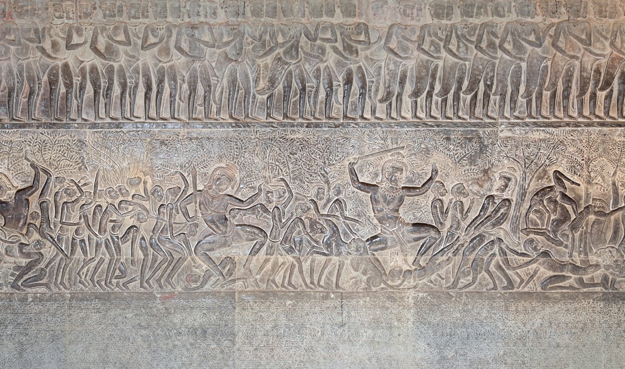 Bajorrelieves de la galería sur de Angkor wat, Camboya de Unbekannter Künstler