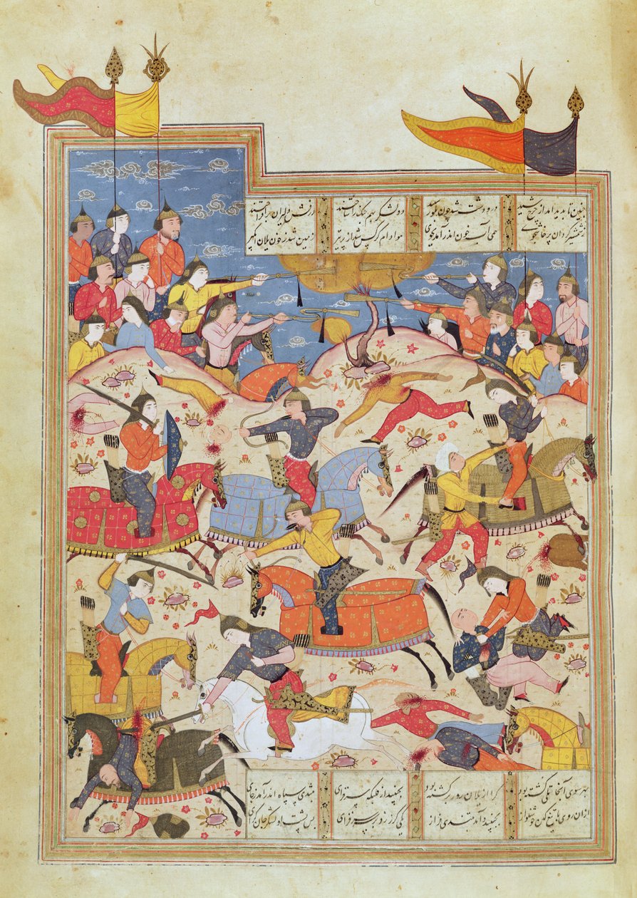 Escena de batalla, ilustración del "Shahnama" de Unbekannt
