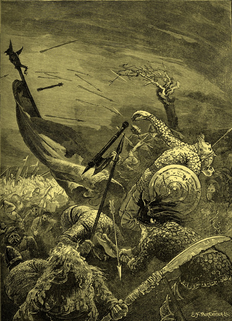 Batalla de Hastings - muerte de Harold II (grabado) de Unbekannter Künstler