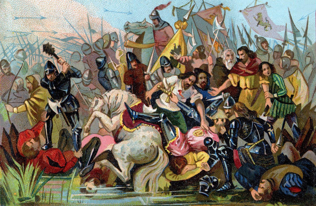 Batalla de las Espuelas de Oro (1302), c.1900 (ilustración) de Unbekannter Künstler