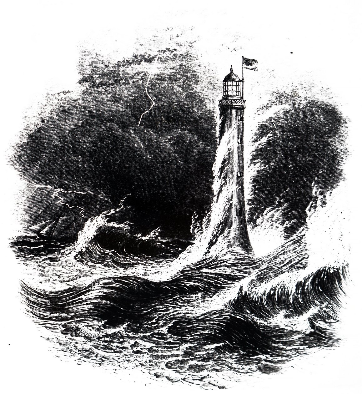 Faro de Bell Rock en una tormenta de Unbekannt
