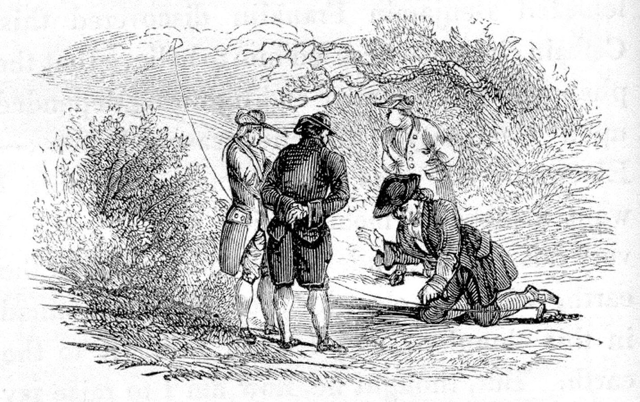 Benjamin Franklin durante un experimento eléctrico de Unbekannter Künstler