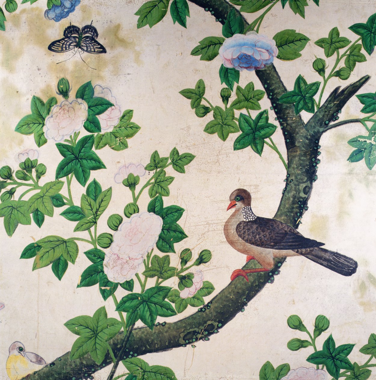 Papel pintado con pájaros, c.1840 de Unbekannter Künstler