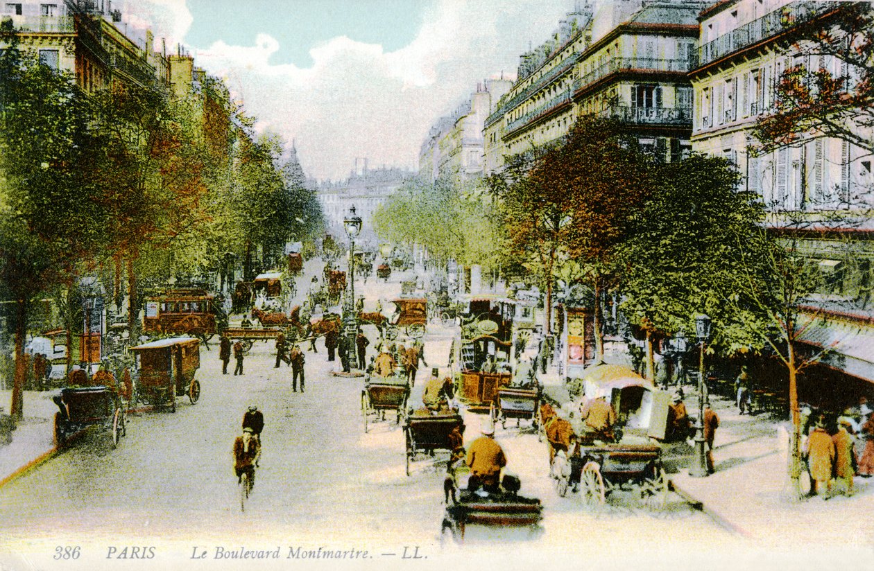 Boulevard Montmartre, París, c. 1900 de Unbekannter Künstler