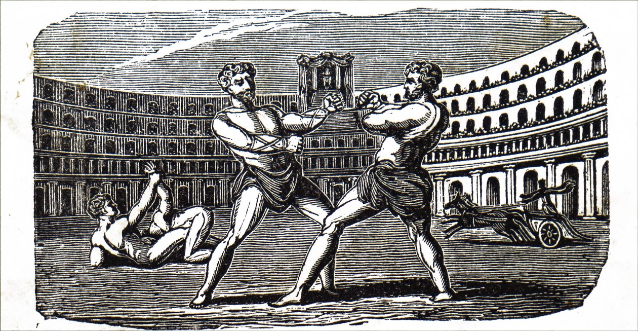 Boxeadores en el Coliseo en la Antigua Roma de Unbekannt