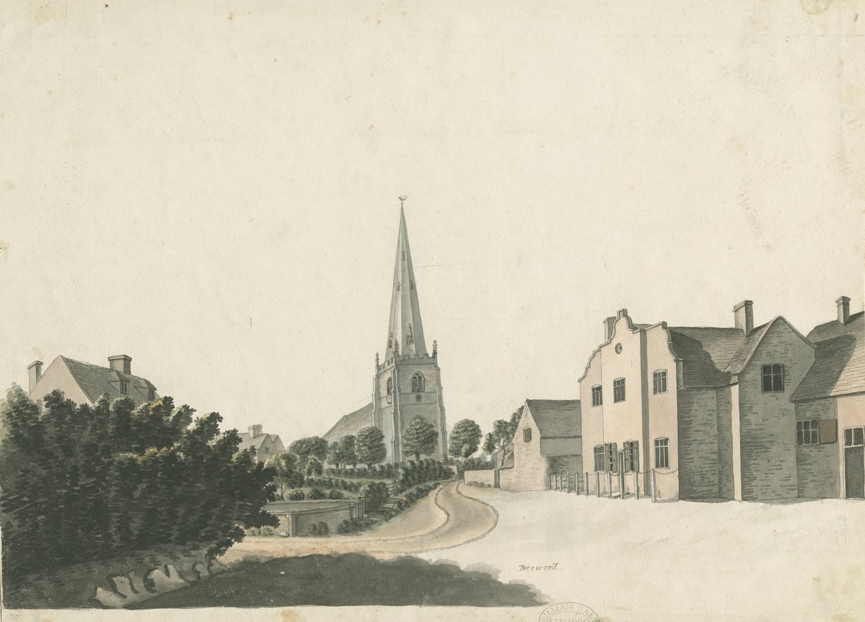 Escuela de Gramática de Brewood: dibujo a pluma coloreado, nd [?siglo XIX] de Unbekannt