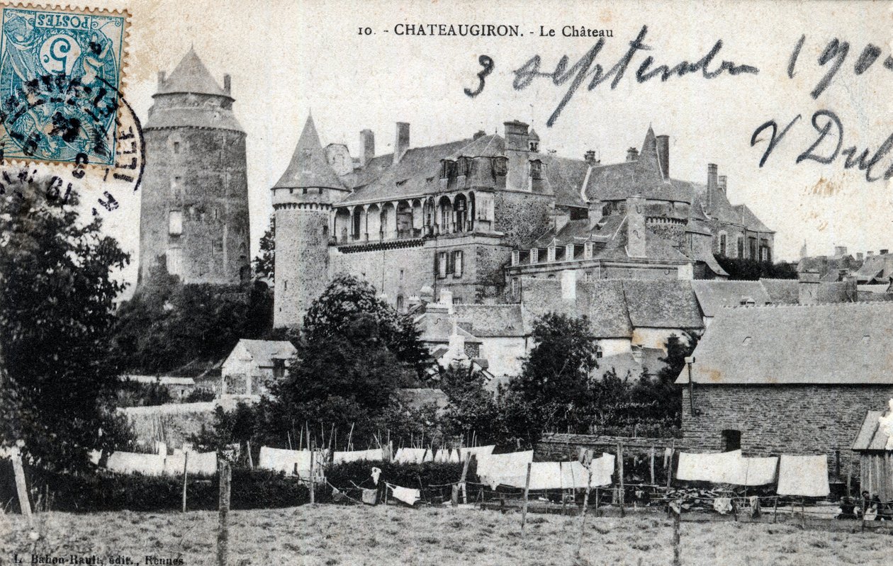 Bretaña, Ille et Vilaine (35), Chateaugiron: vista exterior del castillo - Postal fechada en 1904 de Unbekannt