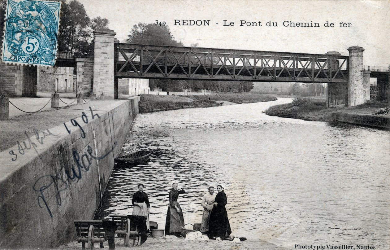 Bretaña, Ille et Vilaine (35), Redon: el puente ferroviario - Postal fechada en 1904 de Unbekannt