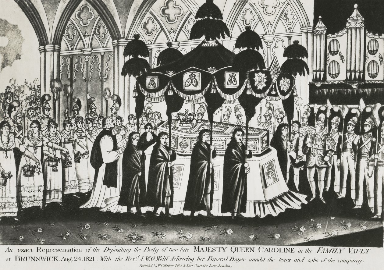 Entierro del cuerpo de la reina Carolina en la bóveda familiar en la Catedral de Brunswick de Unbekannt